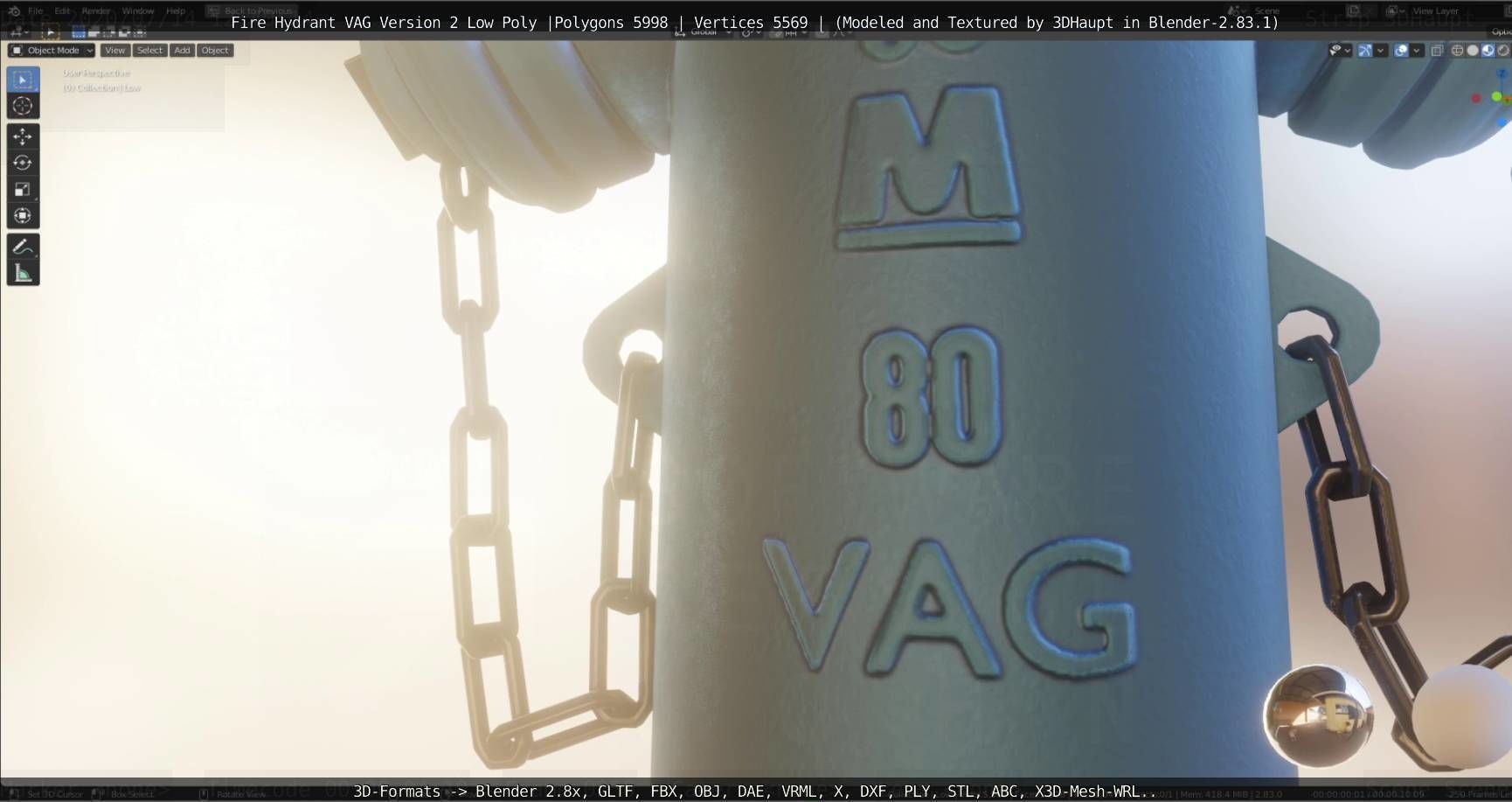   Fire Hydrant VAG Version -2- Low-Poly Version Low-poly 3D model_48