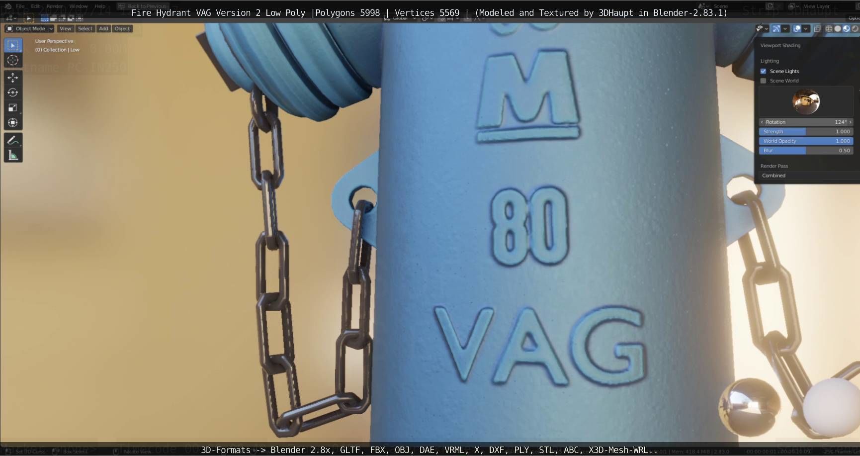   Fire Hydrant VAG Version -2- Low-Poly Version Low-poly 3D model_90