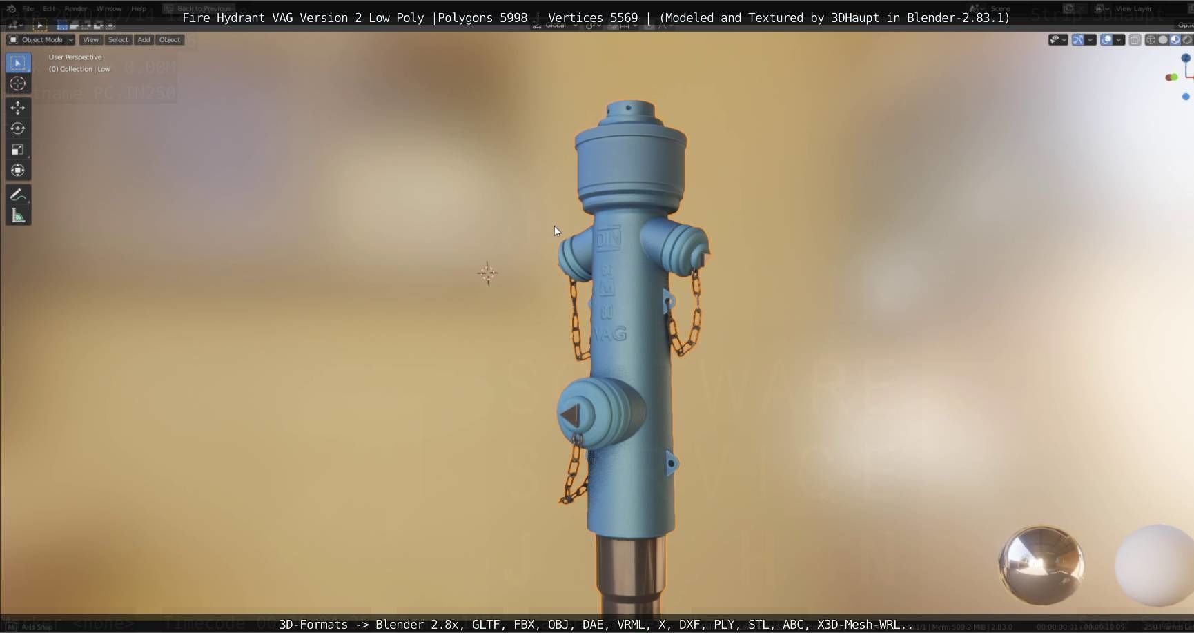   Fire Hydrant VAG Version -2- Low-Poly Version Low-poly 3D model_16