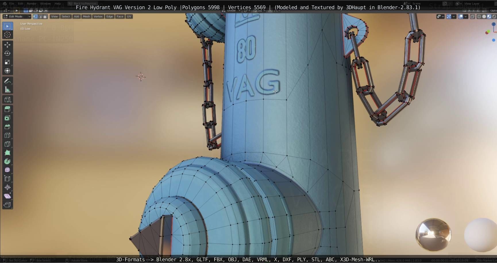   Fire Hydrant VAG Version -2- Low-Poly Version Low-poly 3D model_92