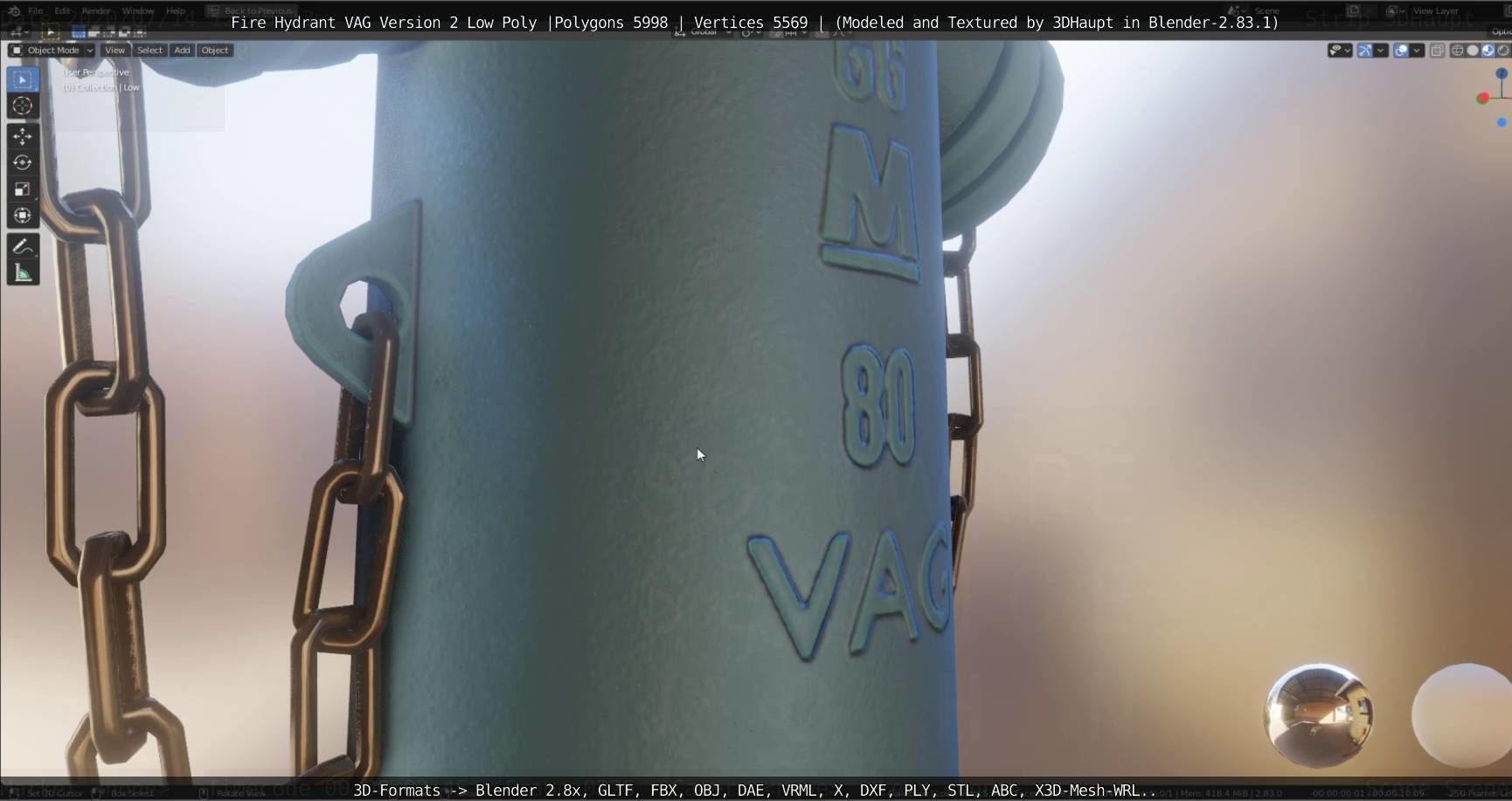   Fire Hydrant VAG Version -2- Low-Poly Version Low-poly 3D model_37