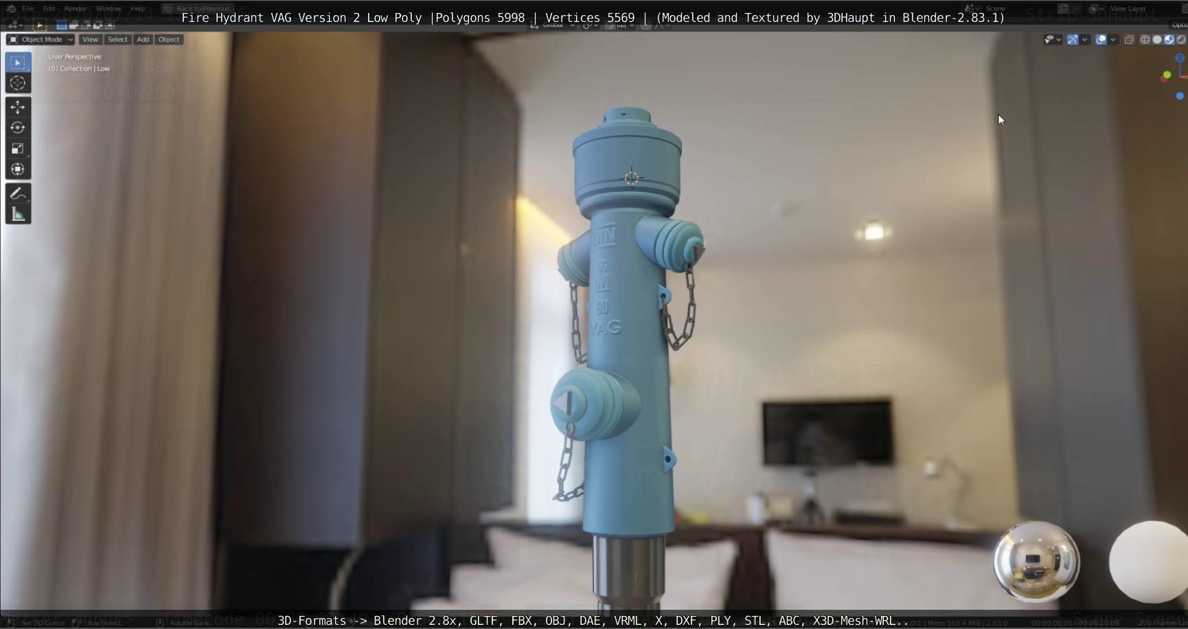   Fire Hydrant VAG Version -2- Low-Poly Version Low-poly 3D model_126