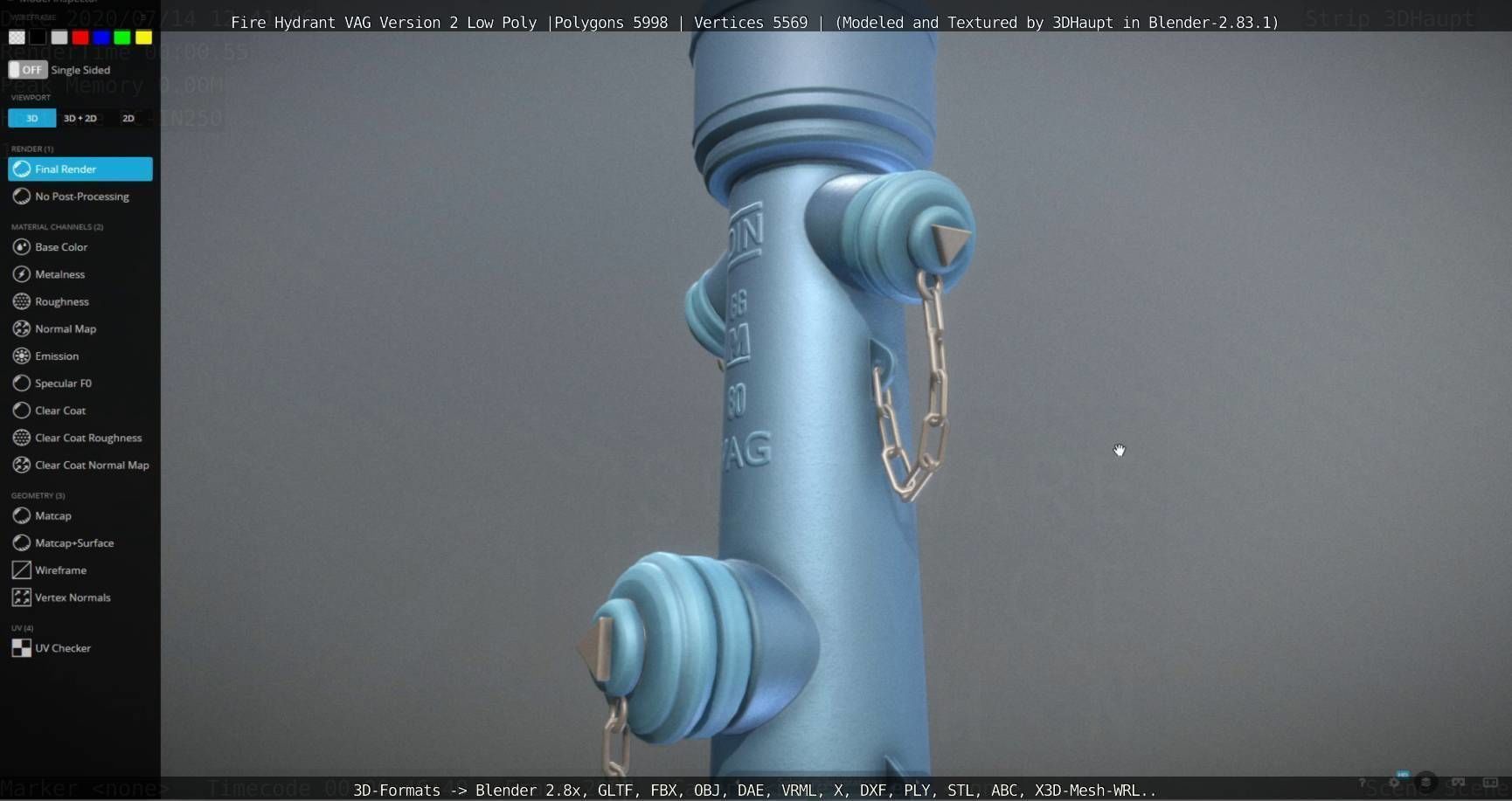   Fire Hydrant VAG Version -2- Low-Poly Version Low-poly 3D model_46