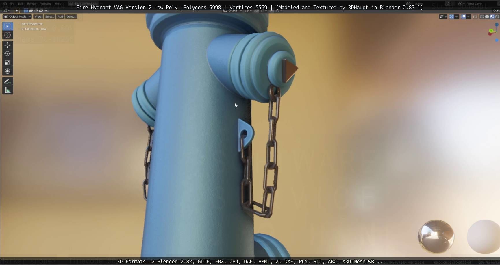   Fire Hydrant VAG Version -2- Low-Poly Version Low-poly 3D model_85