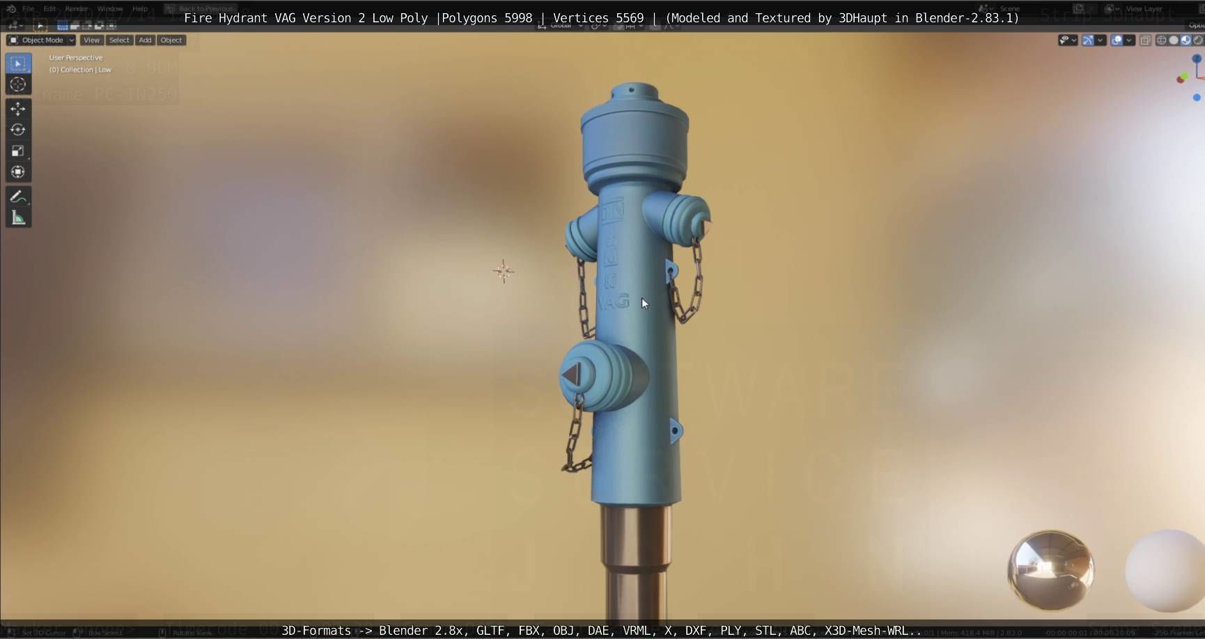   Fire Hydrant VAG Version -2- Low-Poly Version Low-poly 3D model_10