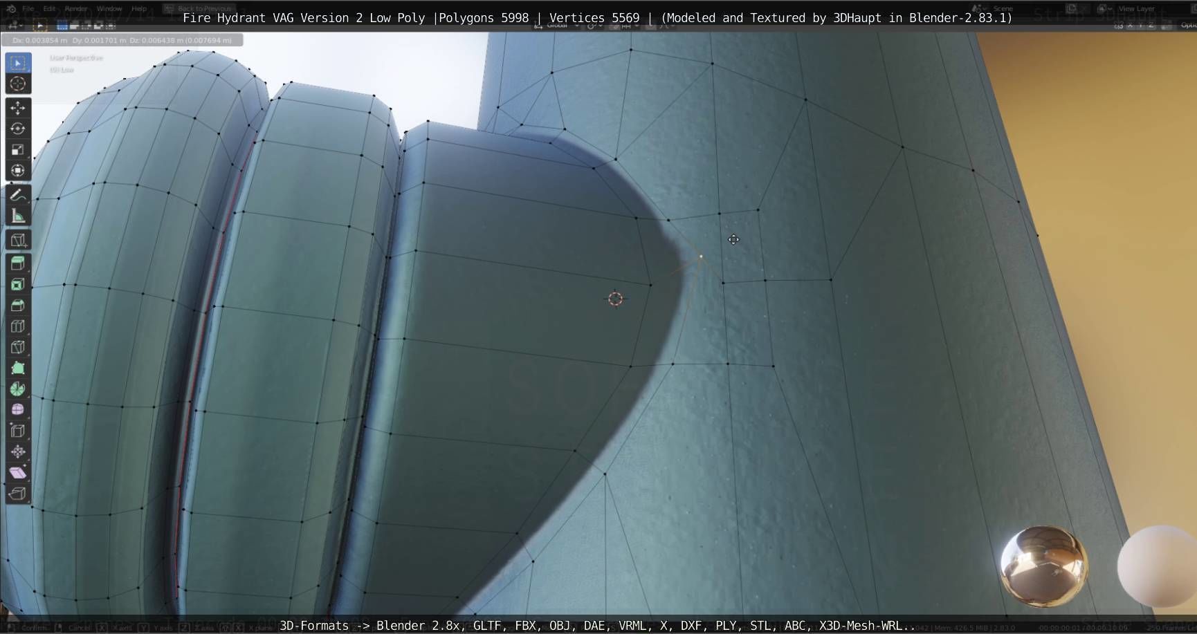   Fire Hydrant VAG Version -2- Low-Poly Version Low-poly 3D model_11