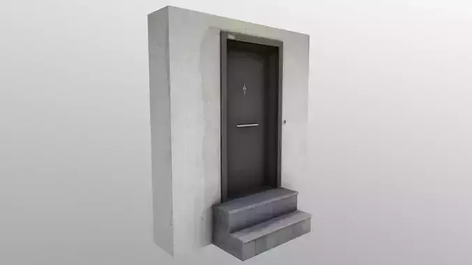 Door Street Model with Clean and Dirty textures  Low-poly 3D model