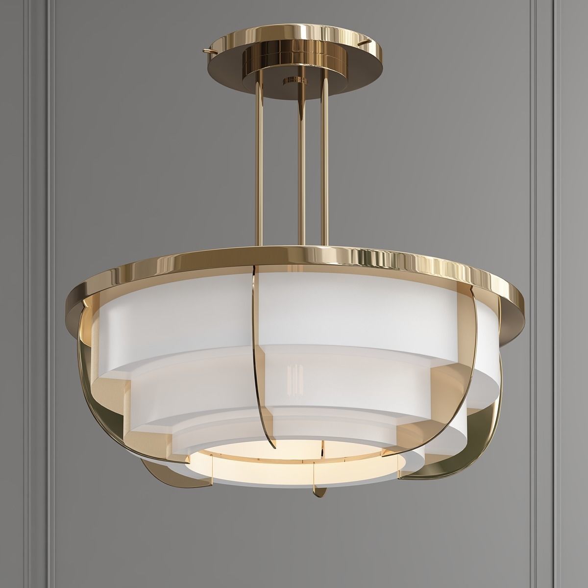 355S 1 ceiling light fixture in gold 3D model_3