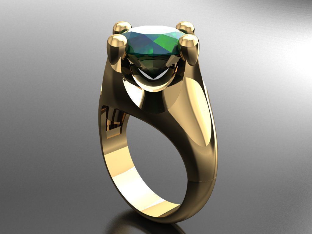 T053- Diamond solitarie ring 3D print model_3