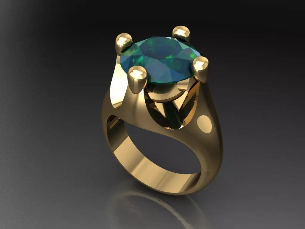 T053- Diamond solitarie ring 3D print model_0