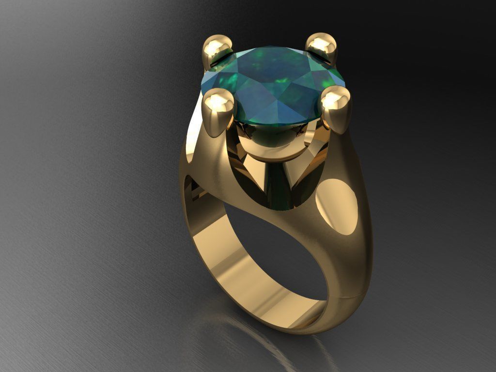 T053- Diamond solitarie ring 3D print model_2