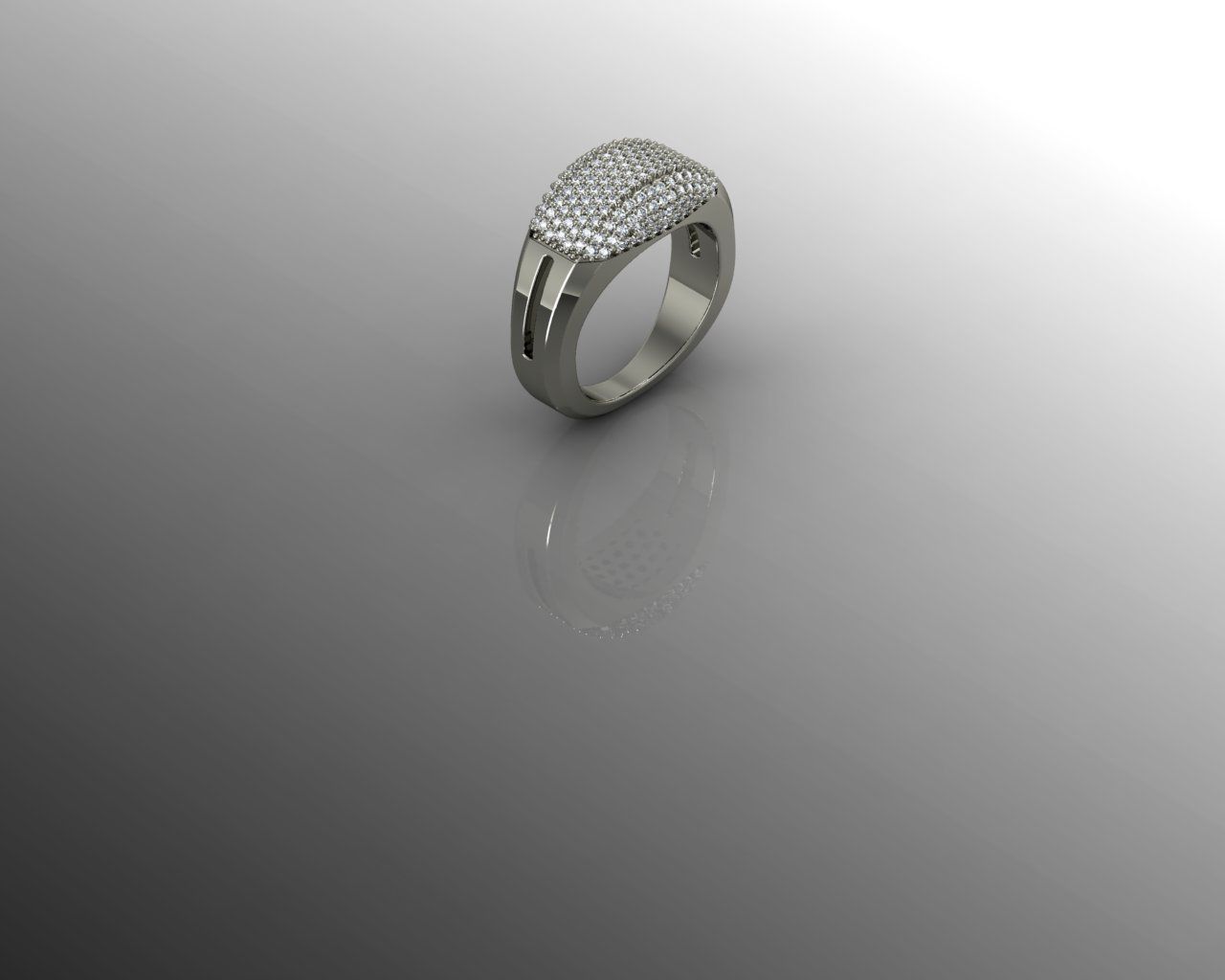 Ring gold with diamonds 3D print model_1