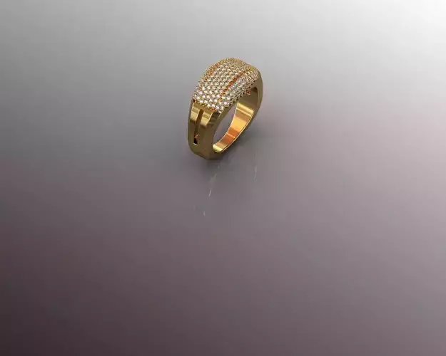 Ring gold with diamonds 3D print model