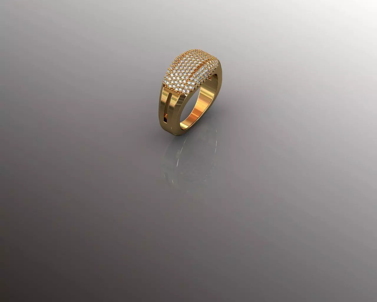 Ring gold with diamonds 3D print model_0