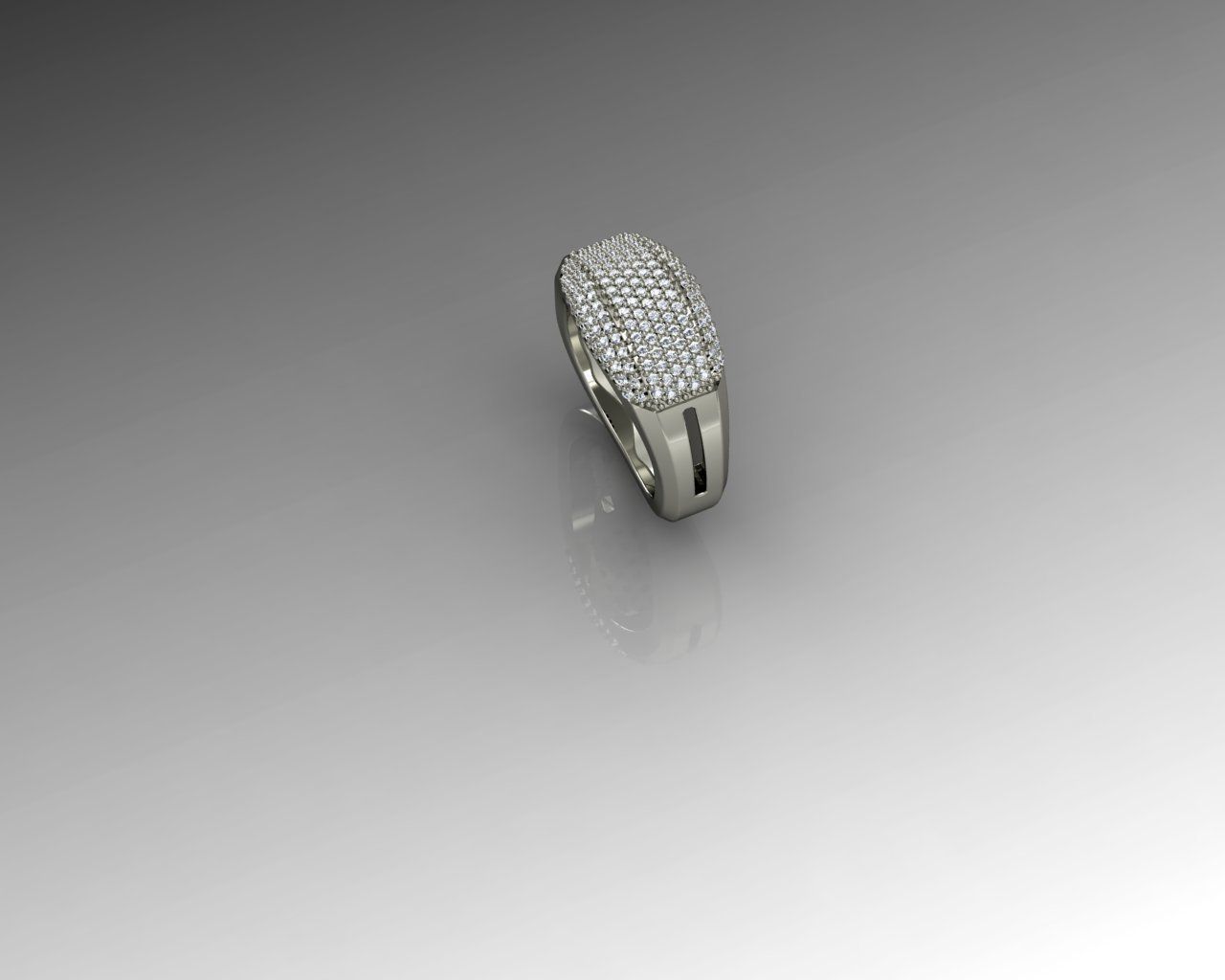 Ring gold with diamonds 3D print model_2