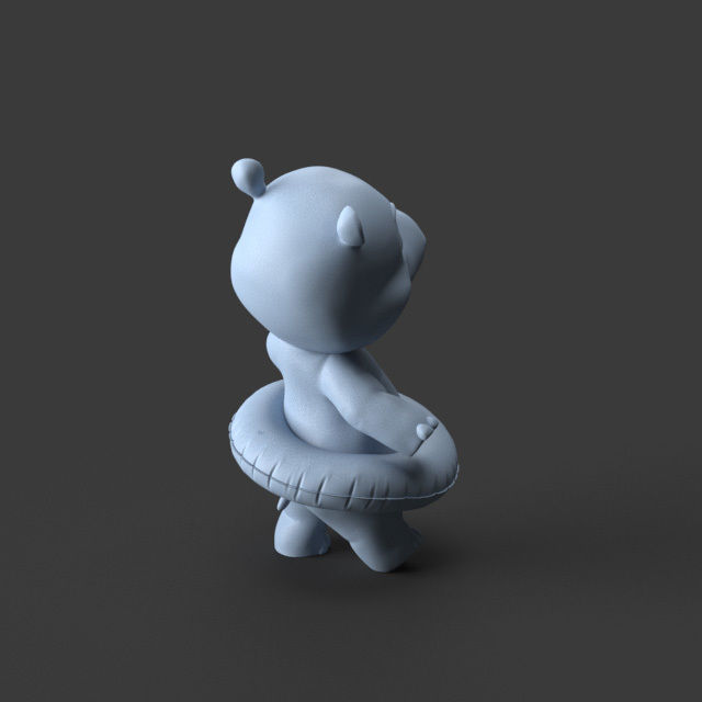 baby hippo toy figure 3D print model_6