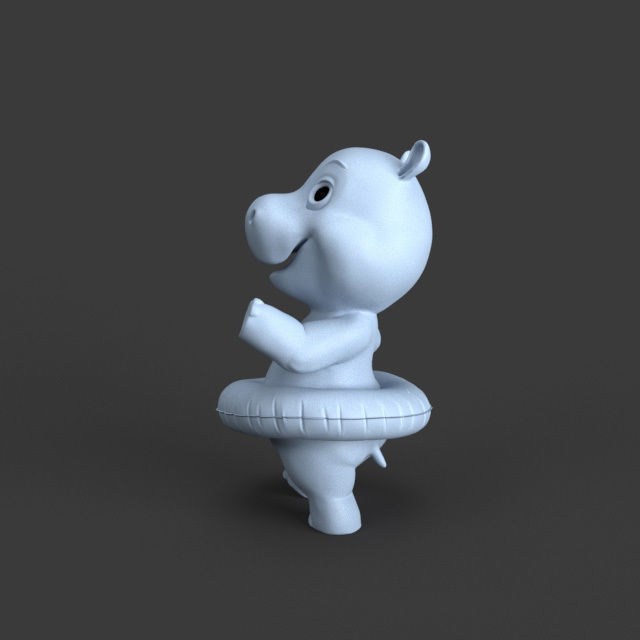 baby hippo toy figure 3D print model_3