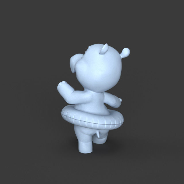 baby hippo toy figure 3D print model_4