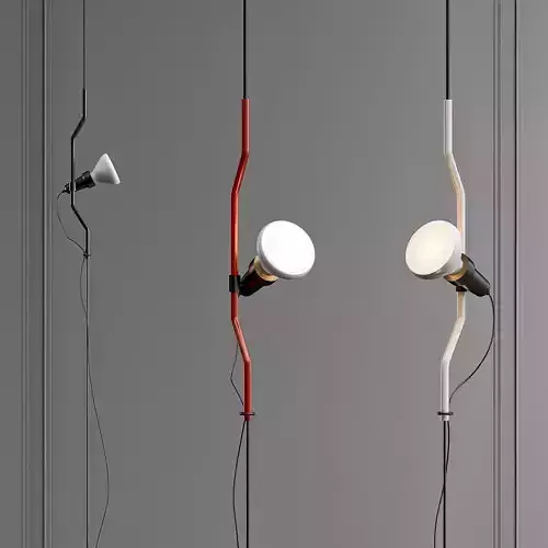 Parentesi wall lamp with three lights hanging from it
