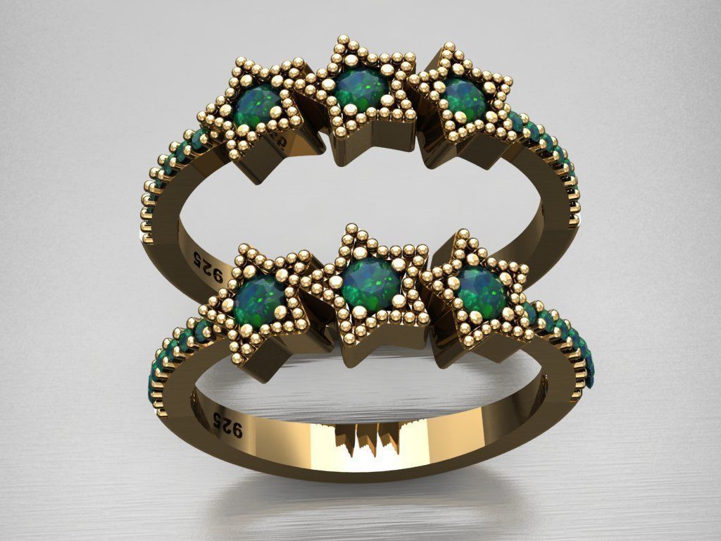 T064- Diamond solitarie ring 3D print model_2