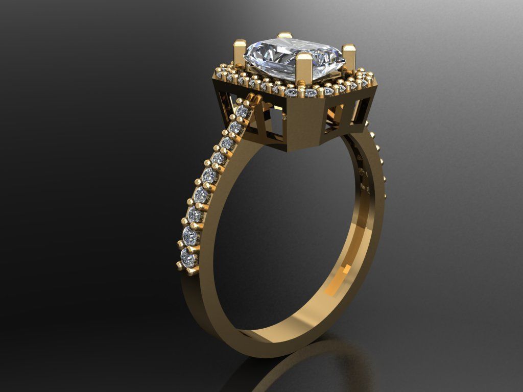 T073- Diamond solitarie ring 3D print model_2