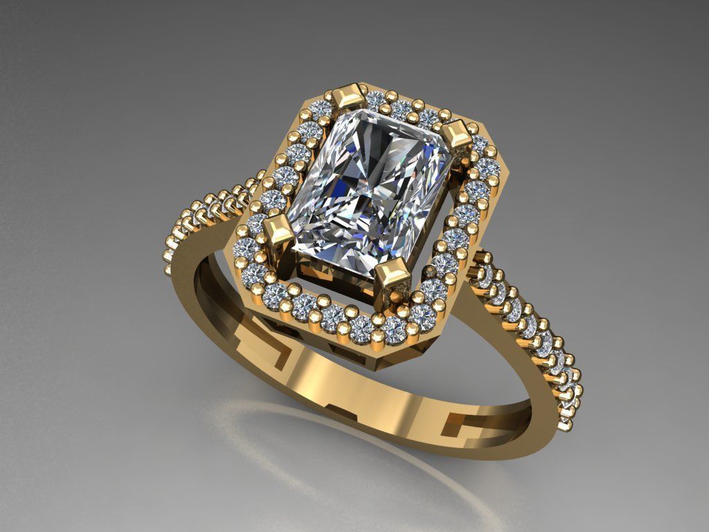 T073- Diamond solitarie ring 3D print model_3