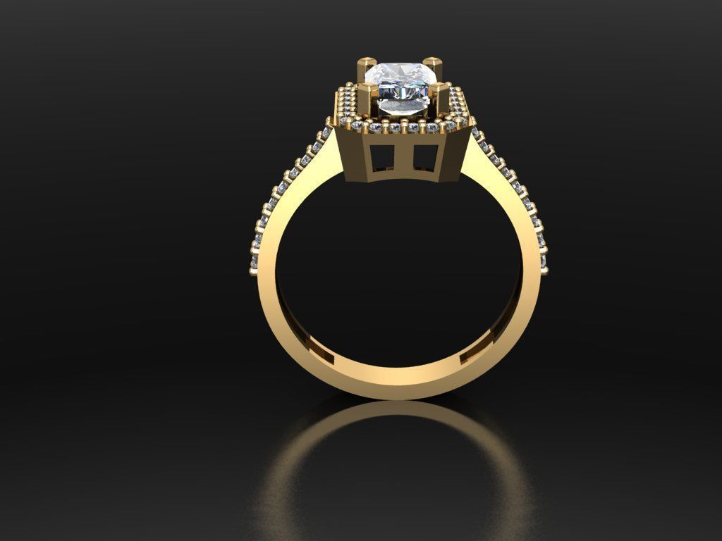 T073- Diamond solitarie ring 3D print model_4