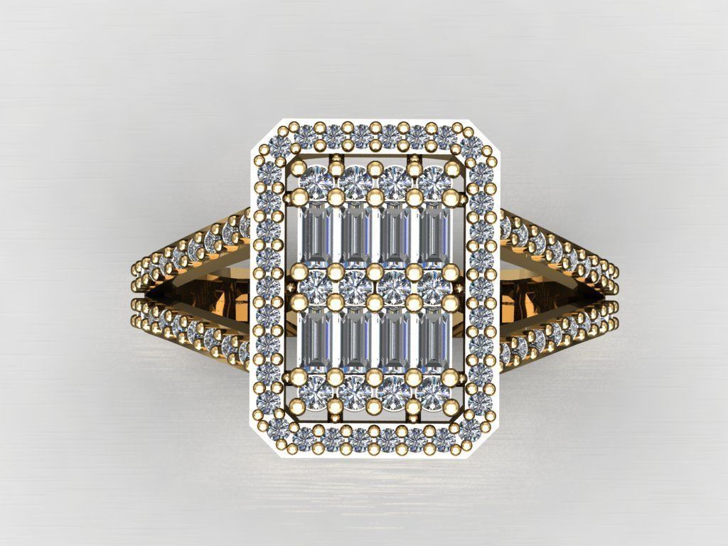 T074- Diamond solitarie ring 3D print model_2