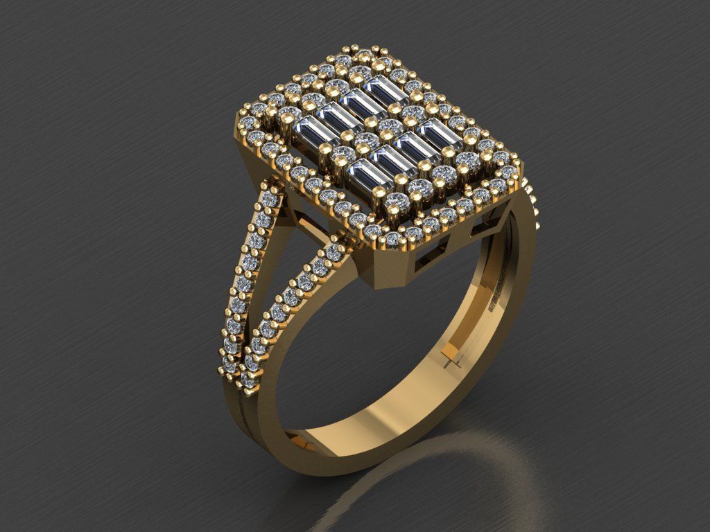 T074- Diamond solitarie ring 3D print model_1