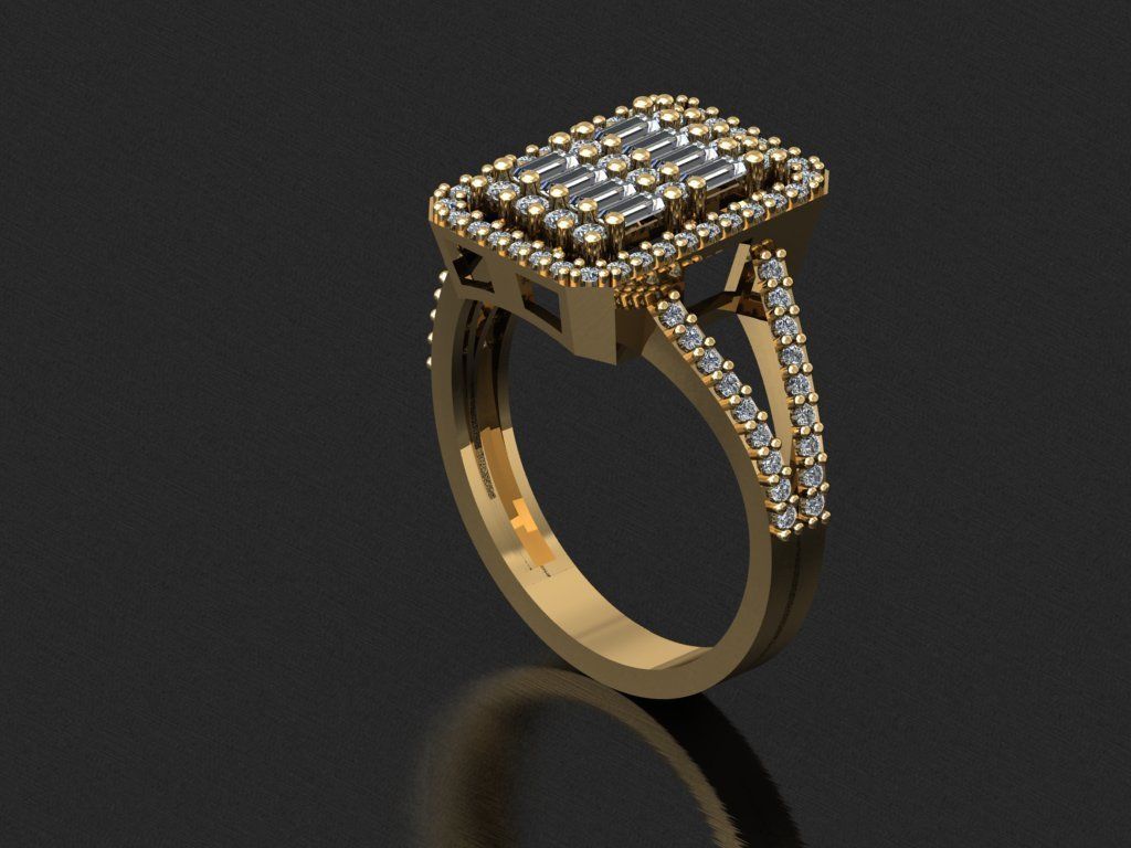 T074- Diamond solitarie ring 3D print model_3