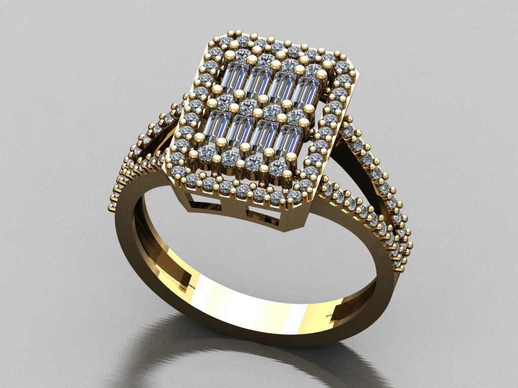 T074- Diamond solitarie ring 3D print model_4