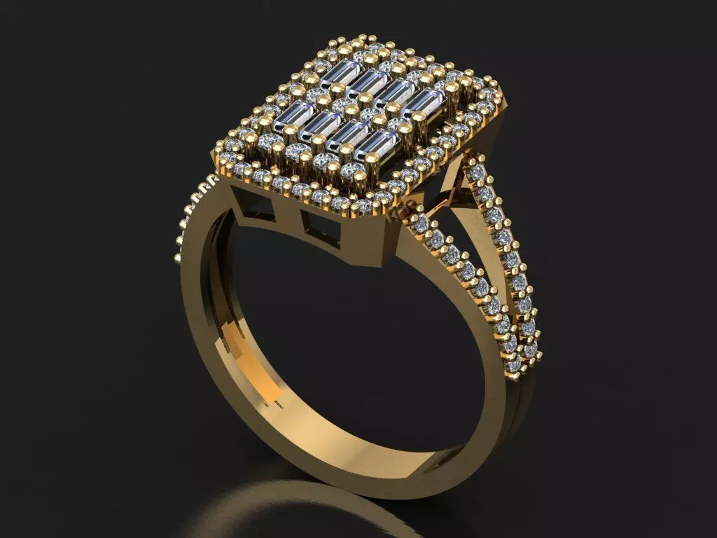 T074- Diamond solitarie ring 3D print model_0