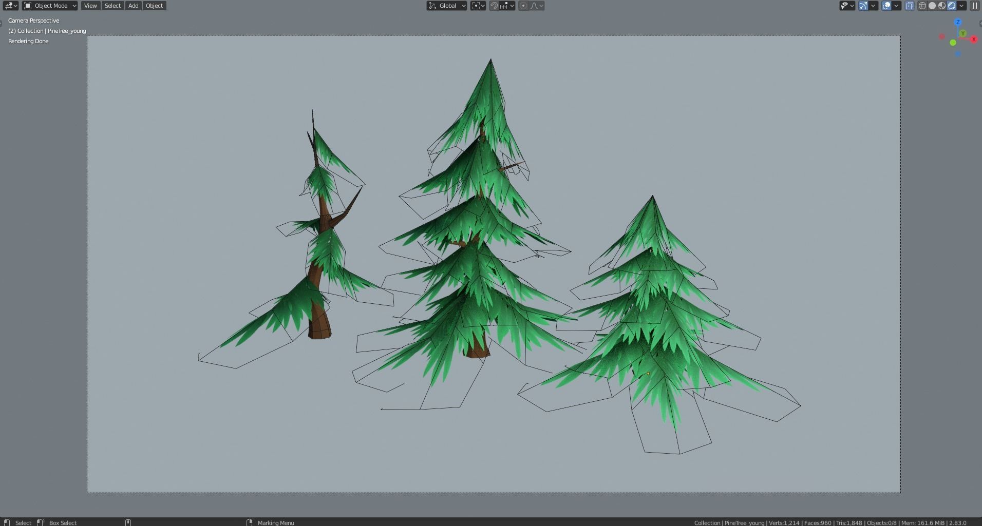 STYLIZED - Low-Poly 3D Pine trees pack Low-poly 3D model_3