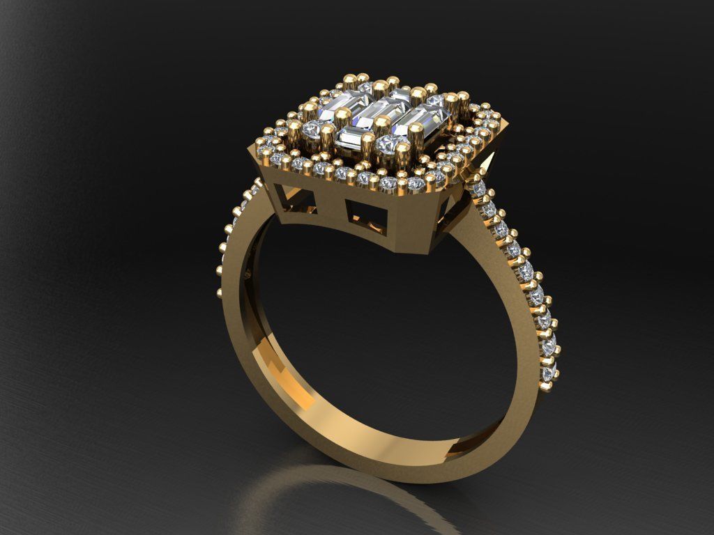 T076- Diamond solitarie ring 3D print model_1