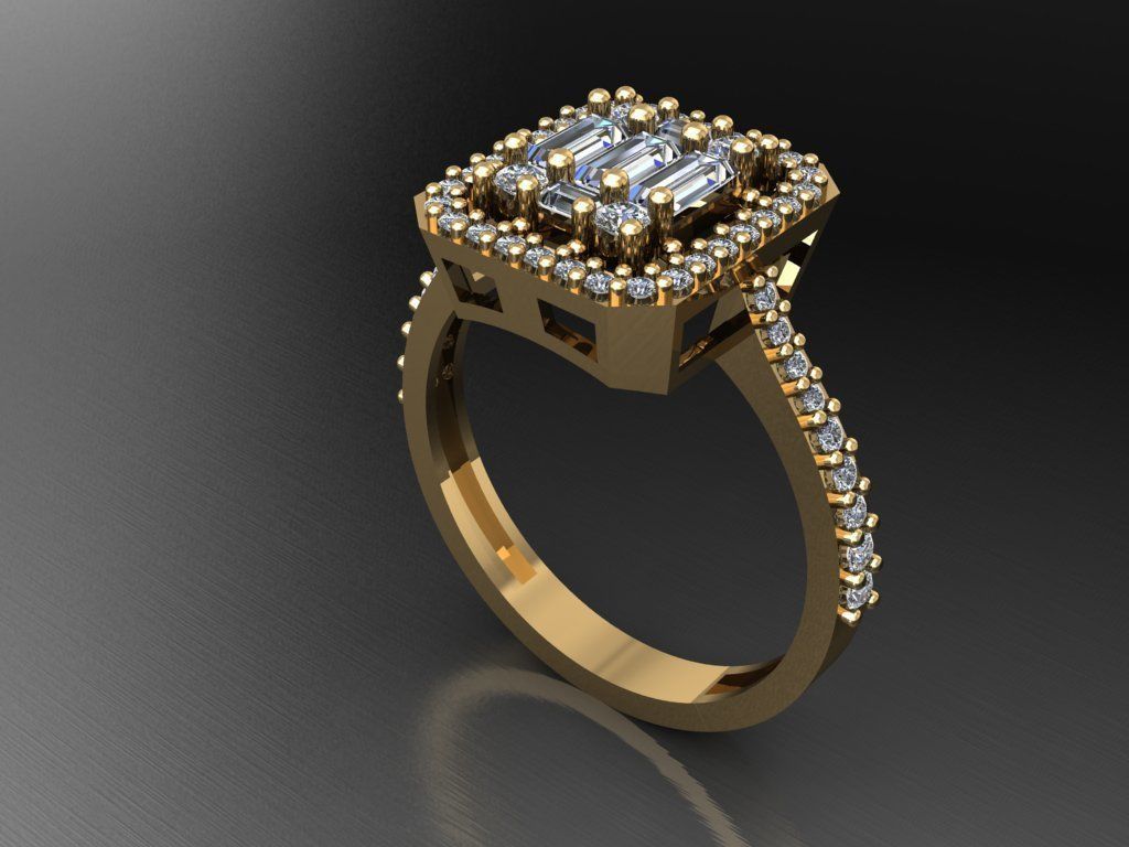 T076- Diamond solitarie ring 3D print model_3
