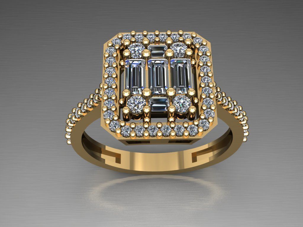 T076- Diamond solitarie ring 3D print model_2