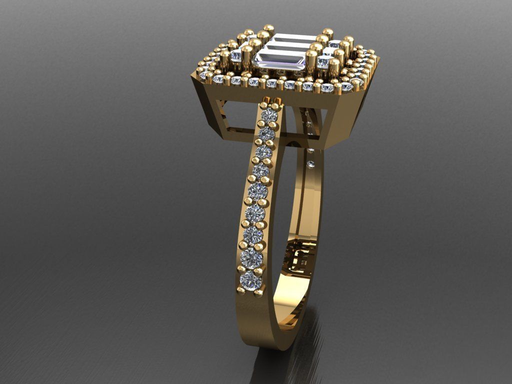 T076- Diamond solitarie ring 3D print model_4