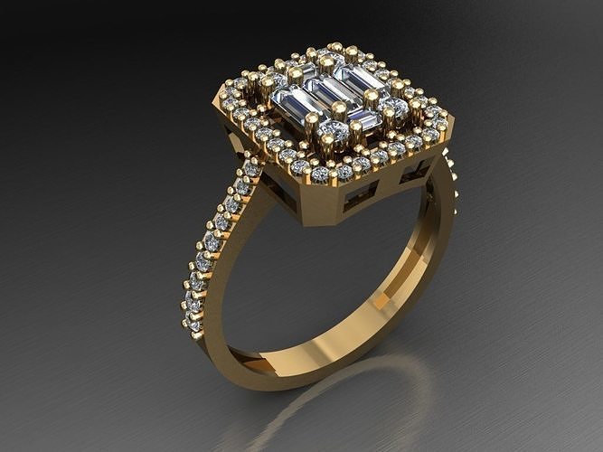 T076- Diamond solitarie ring 3D print model