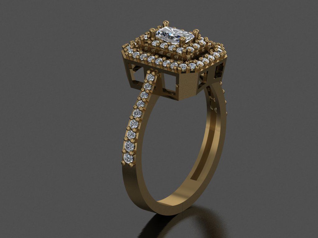 T077- Diamond solitarie ring 3D print model_5