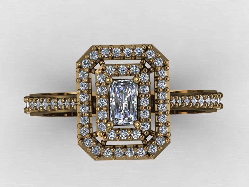 T077- Diamond solitarie ring 3D print model_2