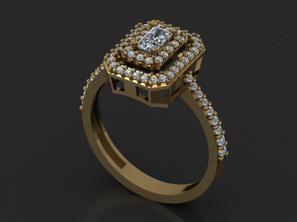 T077- Diamond solitarie ring 3D print model_1