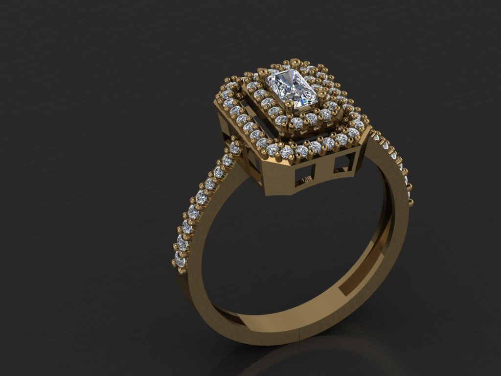 T077- Diamond solitarie ring 3D print model_4