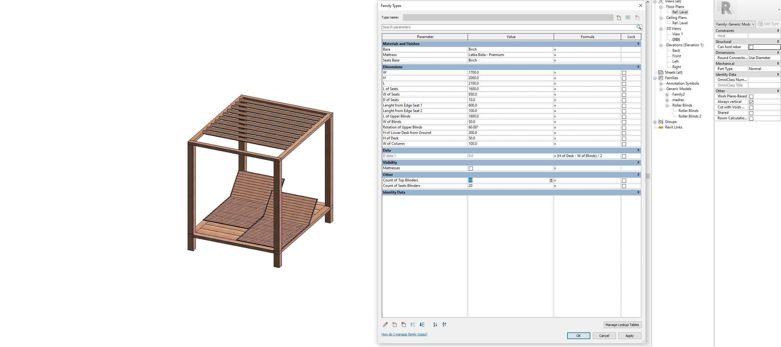 Camp bed - Full parametric Revit Family Low-poly 3D model_22