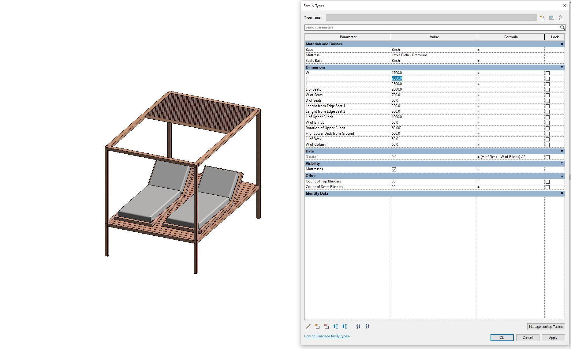Camp bed - Full parametric Revit Family Low-poly 3D model_7