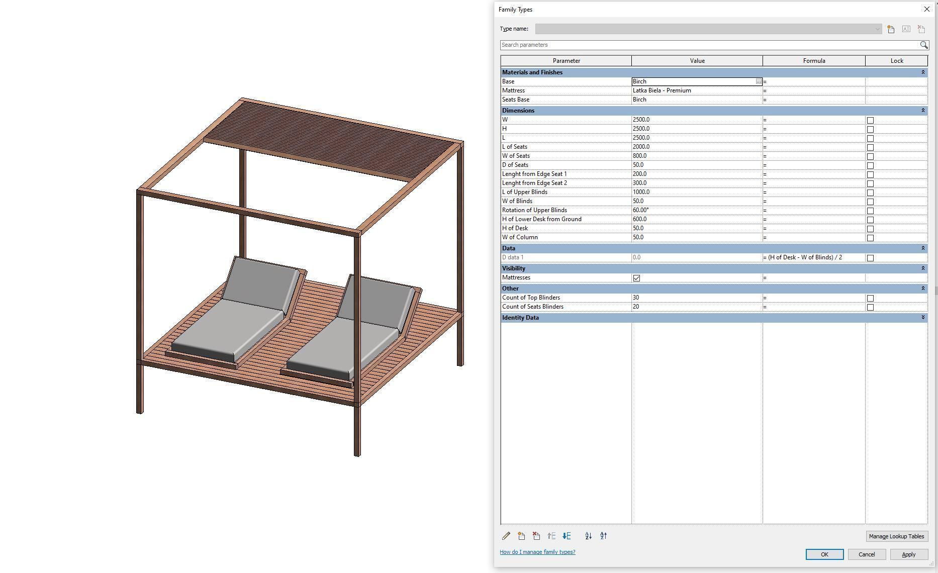Camp bed - Full parametric Revit Family Low-poly 3D model_5