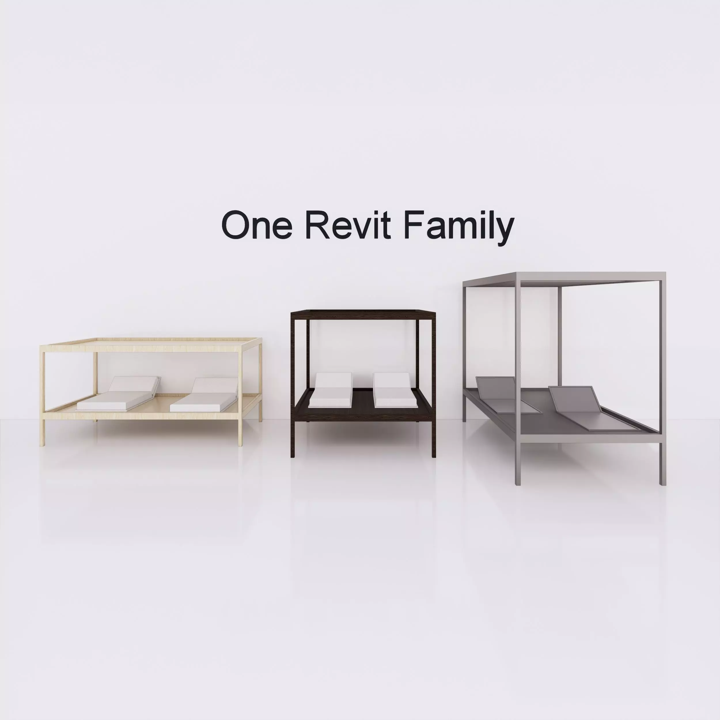 Camp bed - Full parametric Revit Family Low-poly 3D model_0