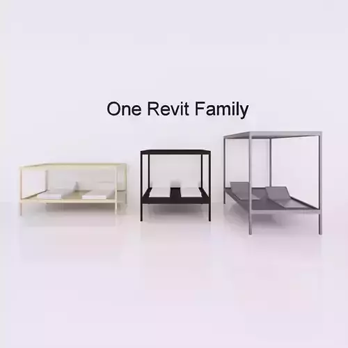 Camp bed - Full parametric Revit Family Low-poly 3D model