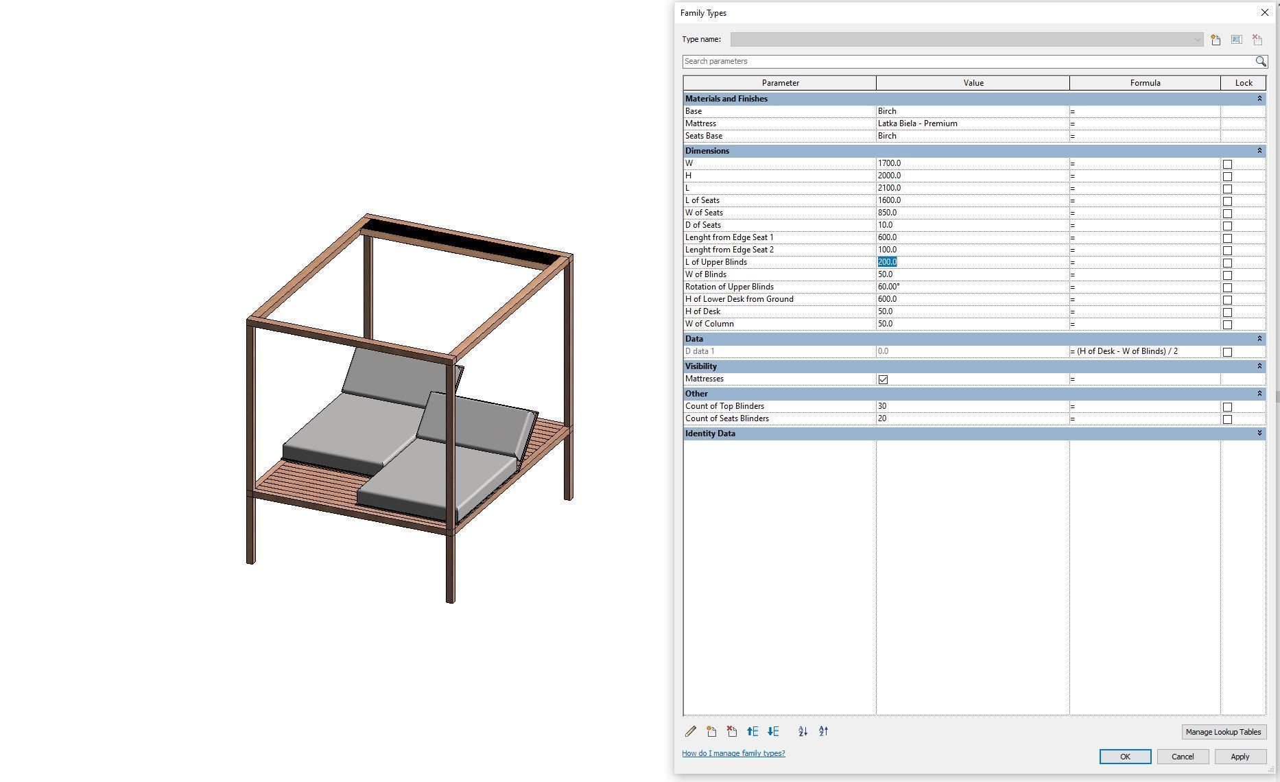 Camp bed - Full parametric Revit Family Low-poly 3D model_13