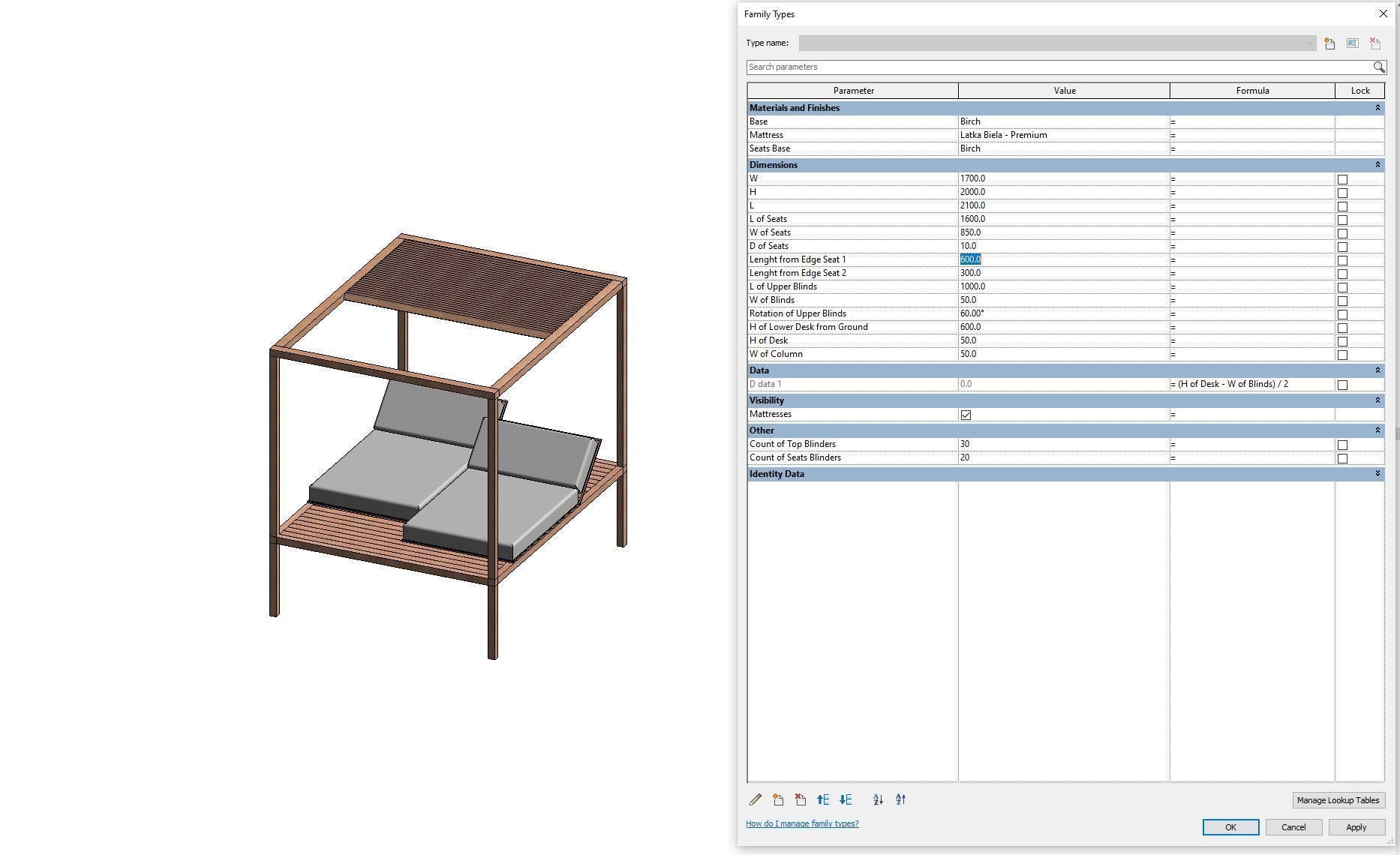 Camp bed - Full parametric Revit Family Low-poly 3D model_11