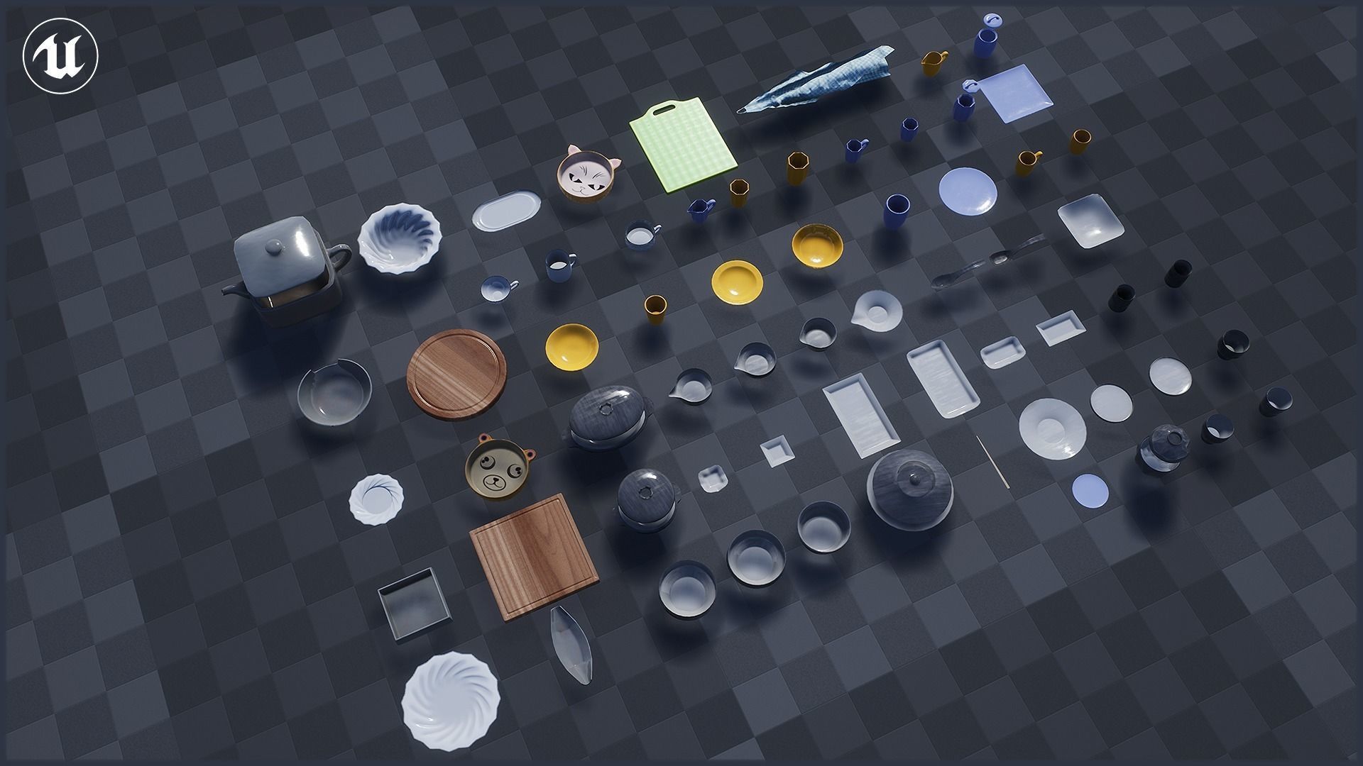 Tableware and Dishes Package Low-poly 3D model_6